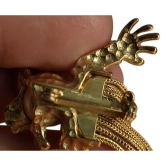 Vintage Scarecrow Brooch Fringe Legs Faux Pearl Head - Picture 7 of 7